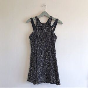 BCBGeneration Dot Print Leather Sleeve Mini Dress